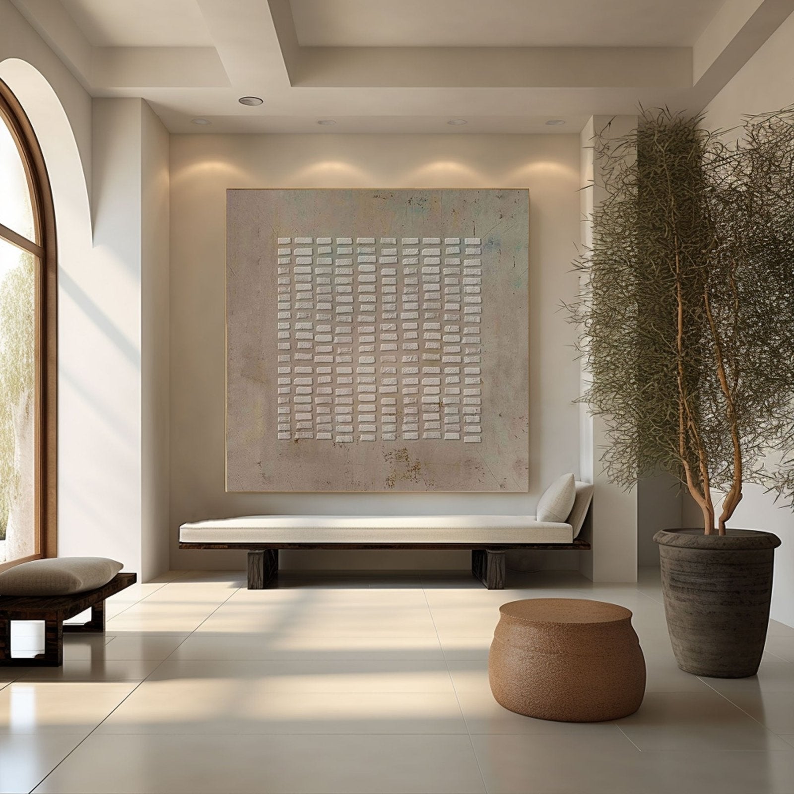 Hand-painted Wabi Sabi abstract painting for minimalist interiors