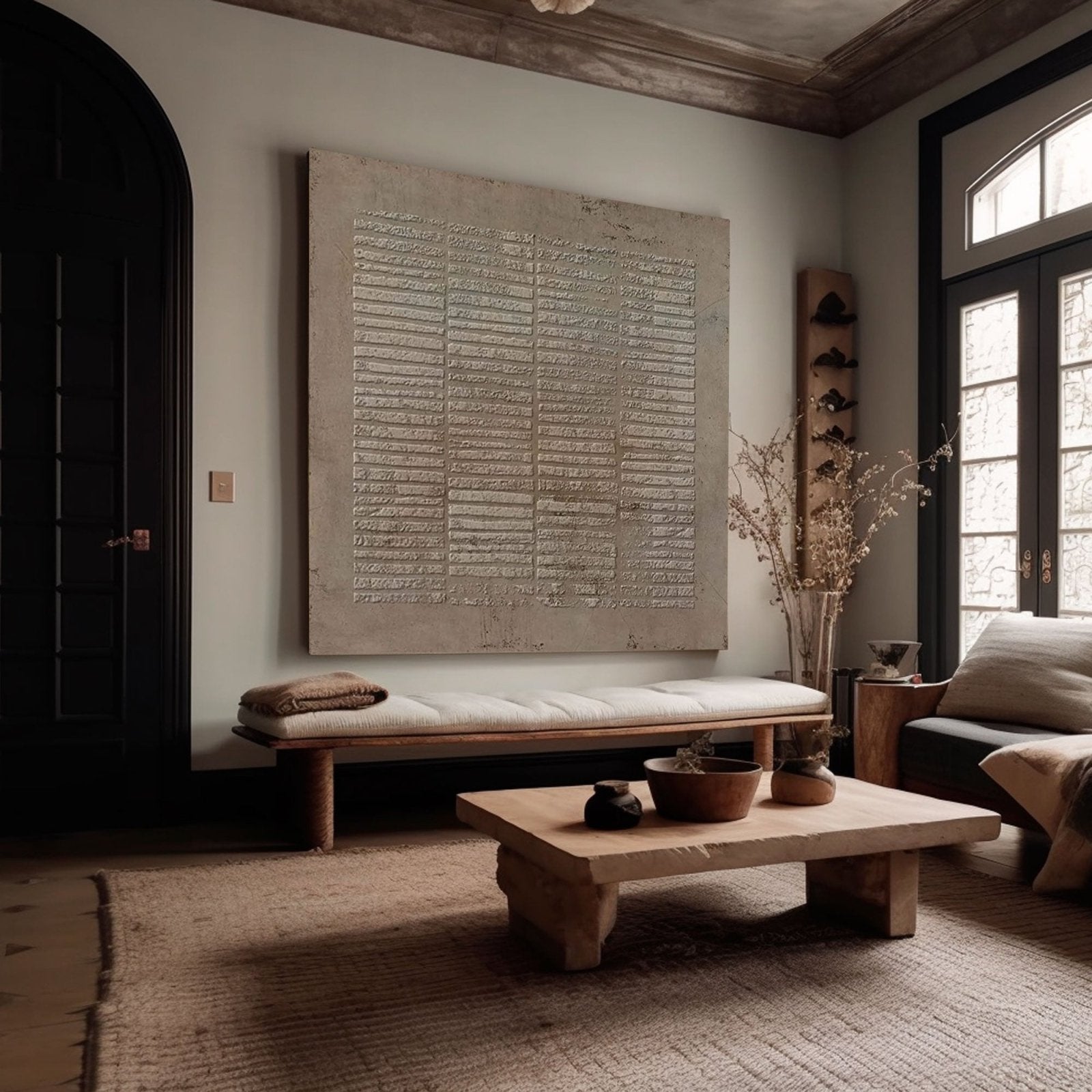 Hand-painted Wabi Sabi abstract painting for minimalist interiors