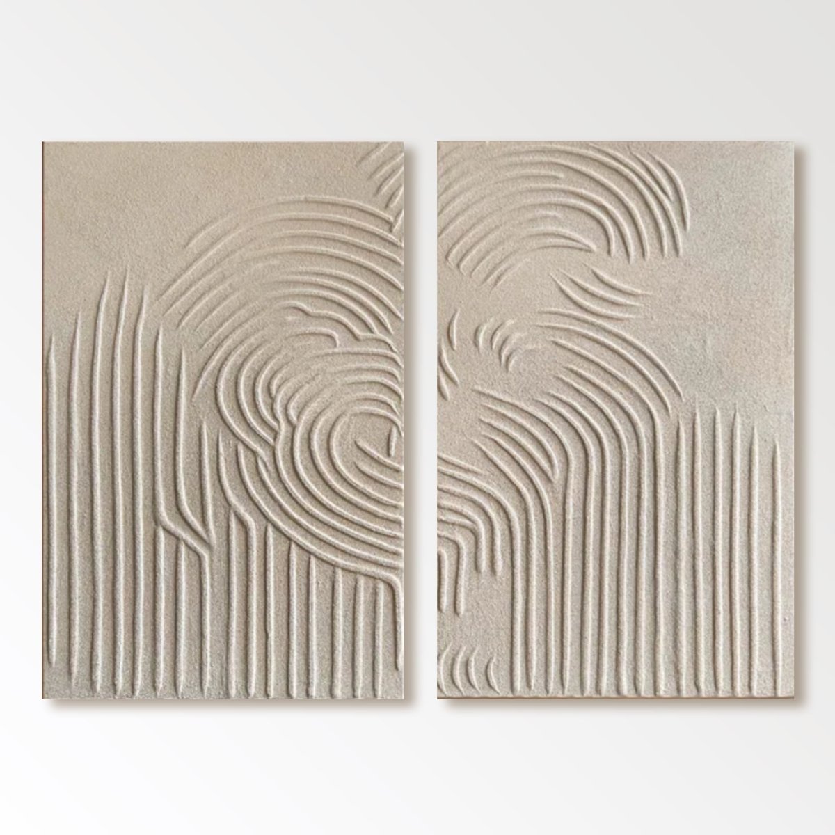 Textured Minimalist Wall Art Set of 2 "Silent Relief" - nukeart