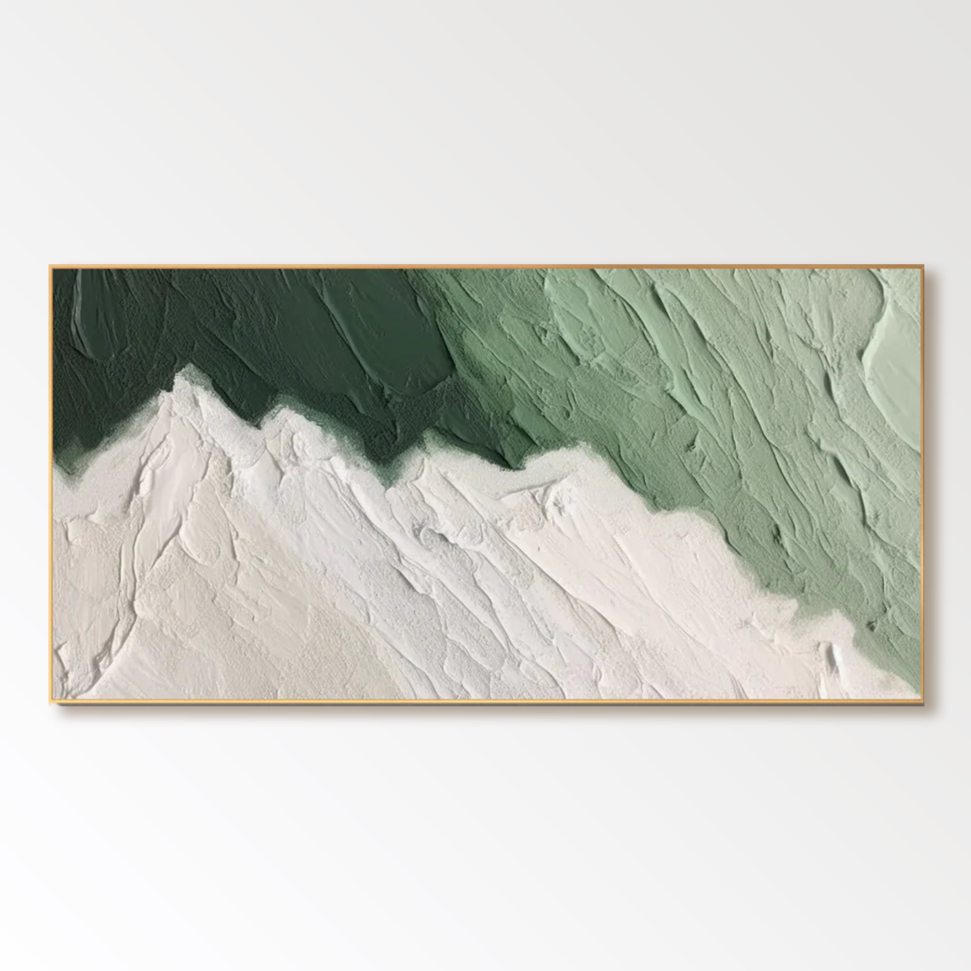 Green Textured Abstract Wall Art "Verdant Edge Flow"