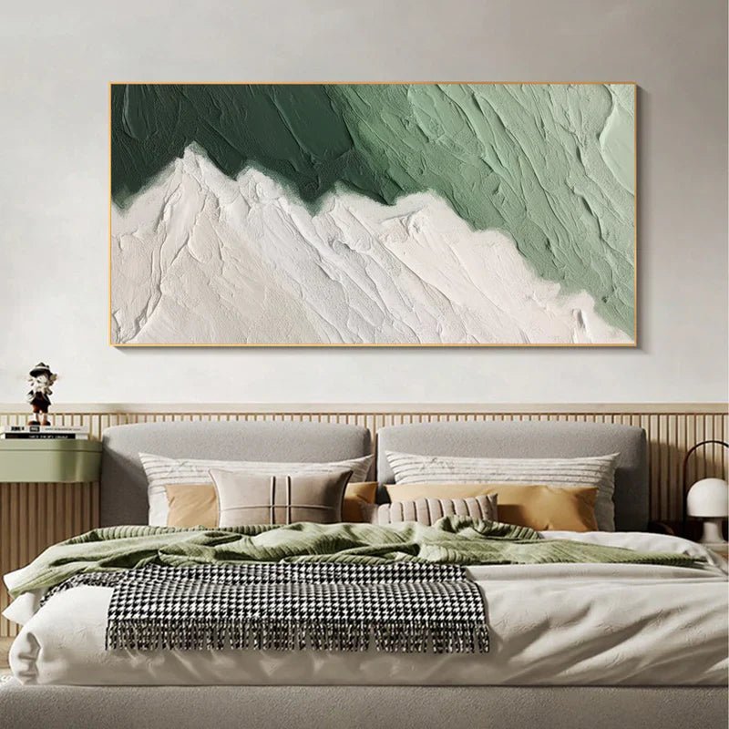 Green Textured Abstract Wall Art "Verdant Edge Flow" - nukeart