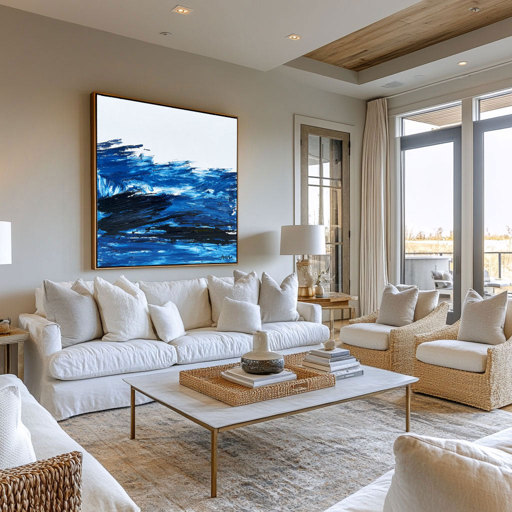 Abstract Painting "Blå Vågor”