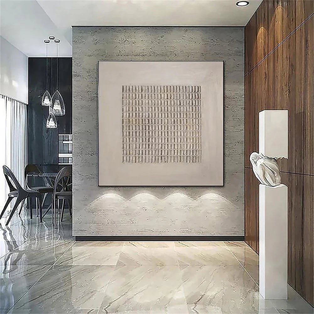 Minimalist Textured Wall Art "Silent Grid Formation" - nukeart