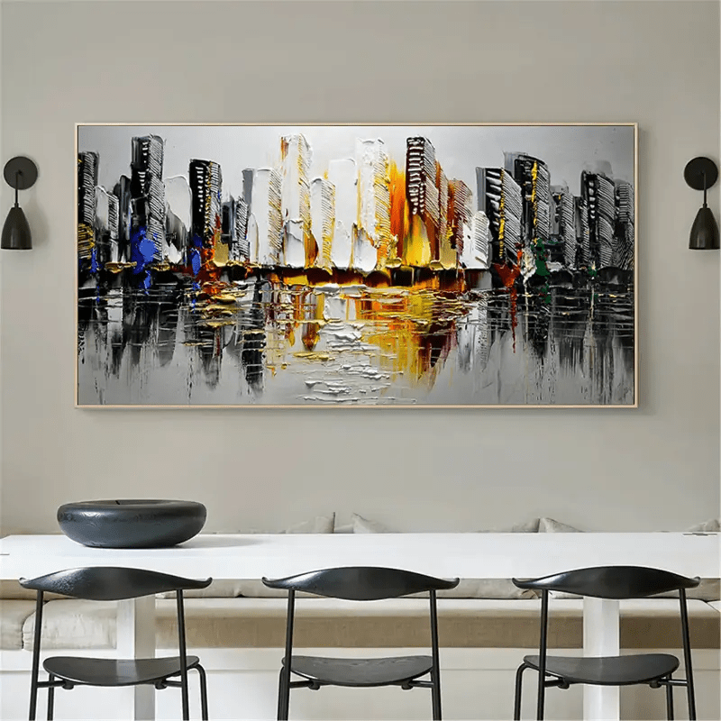 Abstract Cityscape Wall Art "Urban Pulse Reflection" - nukeart