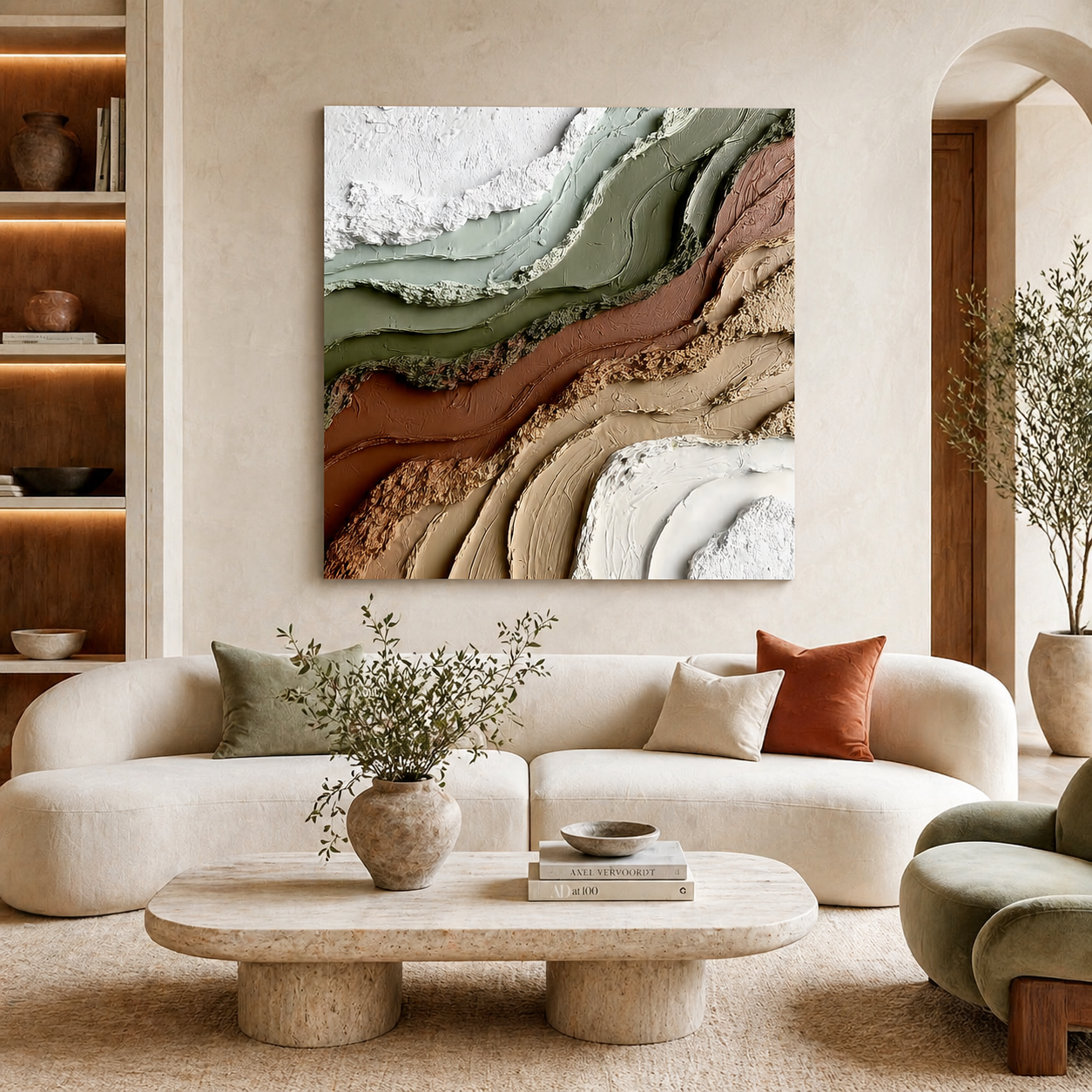 Textured Earth Tone Wall Art “River of Stillness”