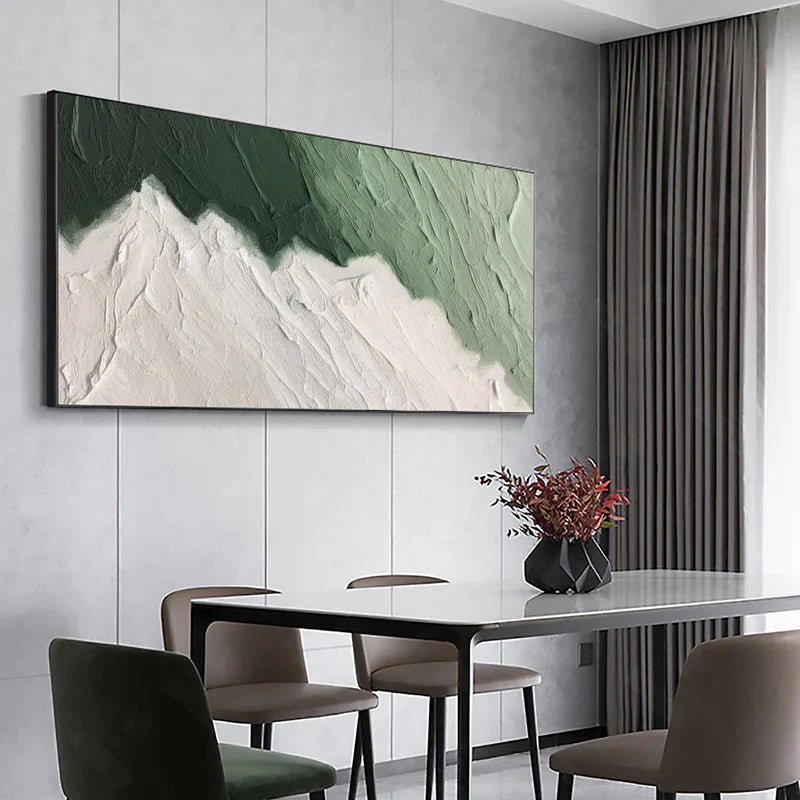 Green Textured Abstract Wall Art "Verdant Edge Flow" - nukeart