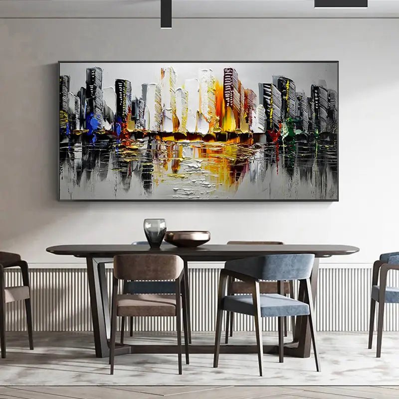 Abstract Cityscape Wall Art "Urban Pulse Reflection" - nukeart