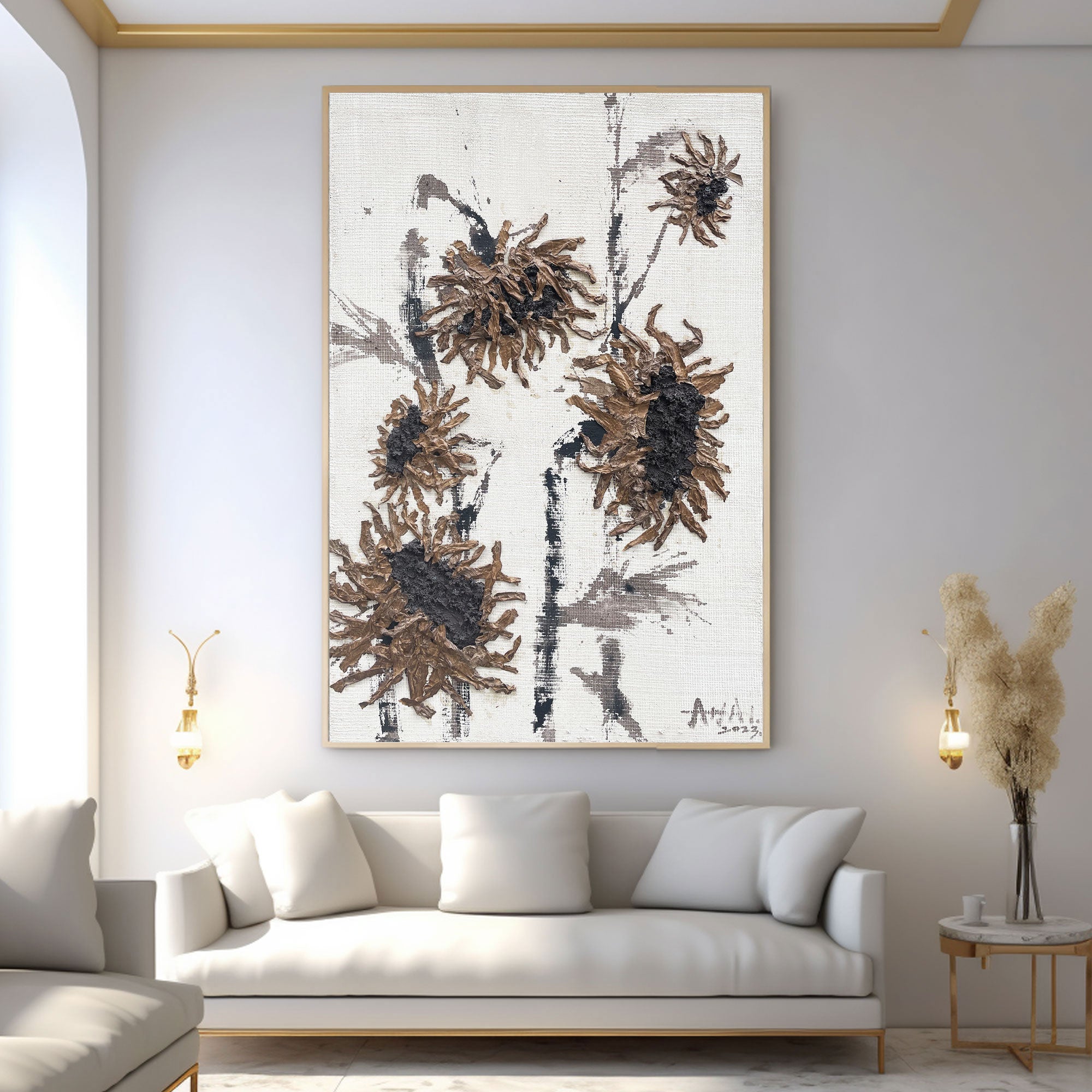 Peinture abstraite "Zimowe Sloneczniki"