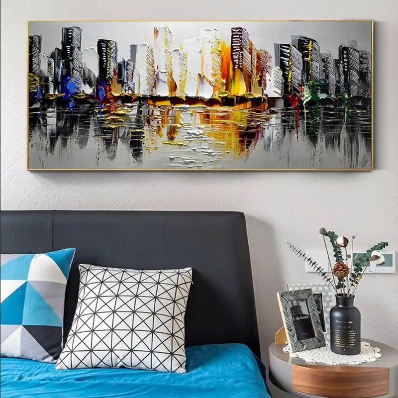 Abstract Cityscape Wall Art "Urban Pulse Reflection" - nukeart