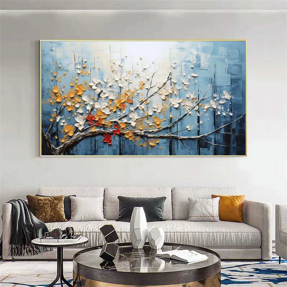 Textured Wall Art "Golden Bloom Serenity"