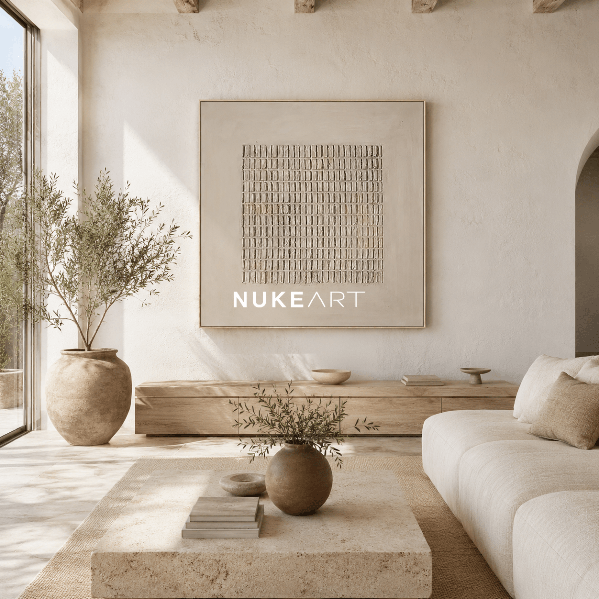 Minimalist Plaster Wall Art "Silent Grid" - nukeart