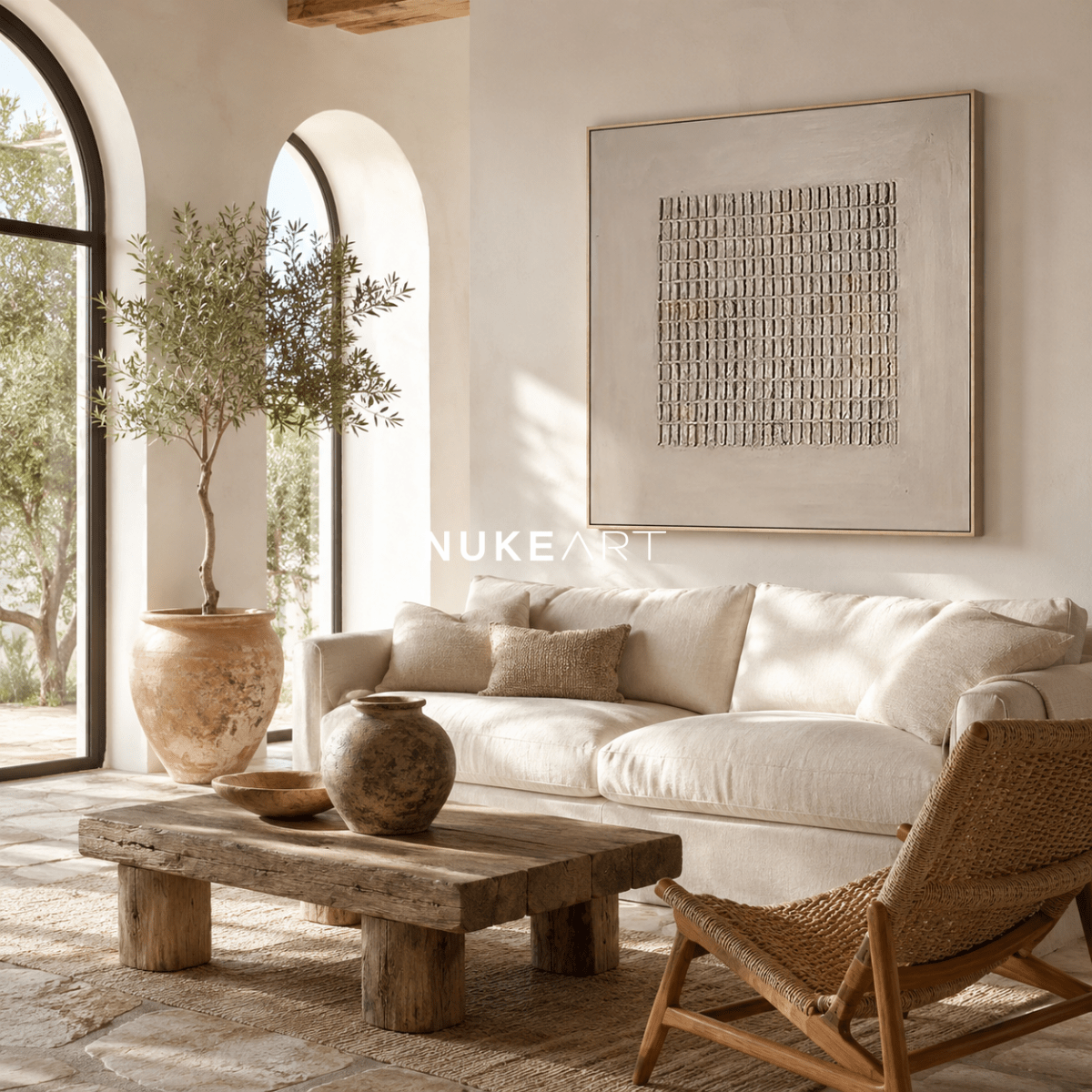 Minimalist Plaster Wall Art "Silent Grid" - nukeart
