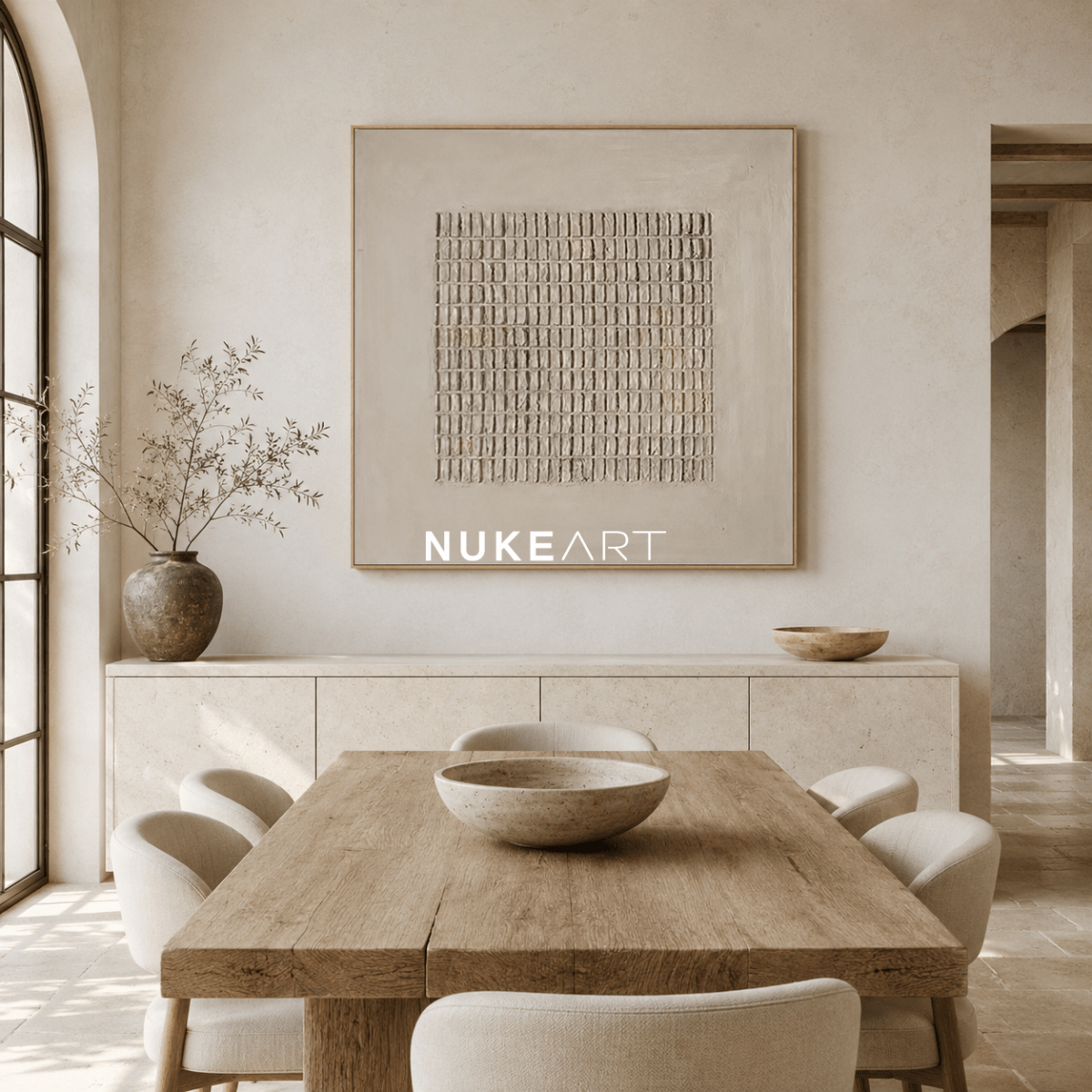 Minimalist Plaster Wall Art "Silent Grid" - nukeart