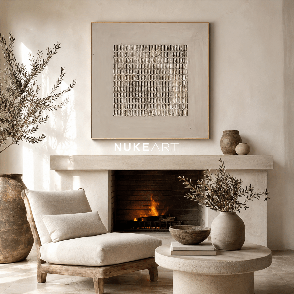 Minimalist Plaster Wall Art "Silent Grid" - nukeart