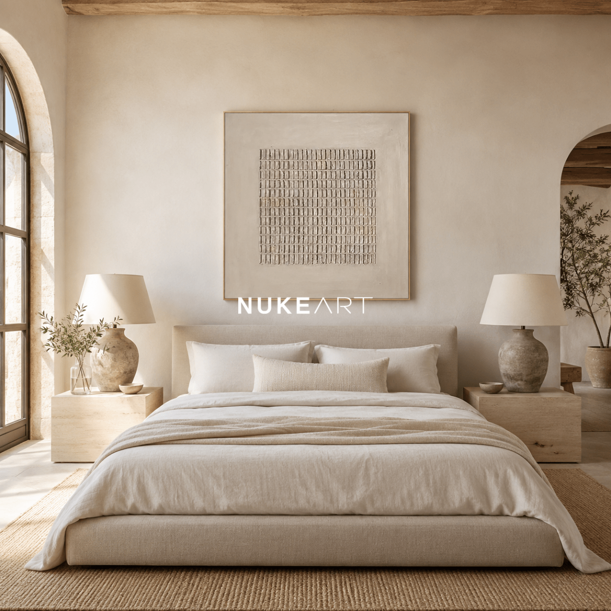 Minimalist Plaster Wall Art "Silent Grid" - nukeart