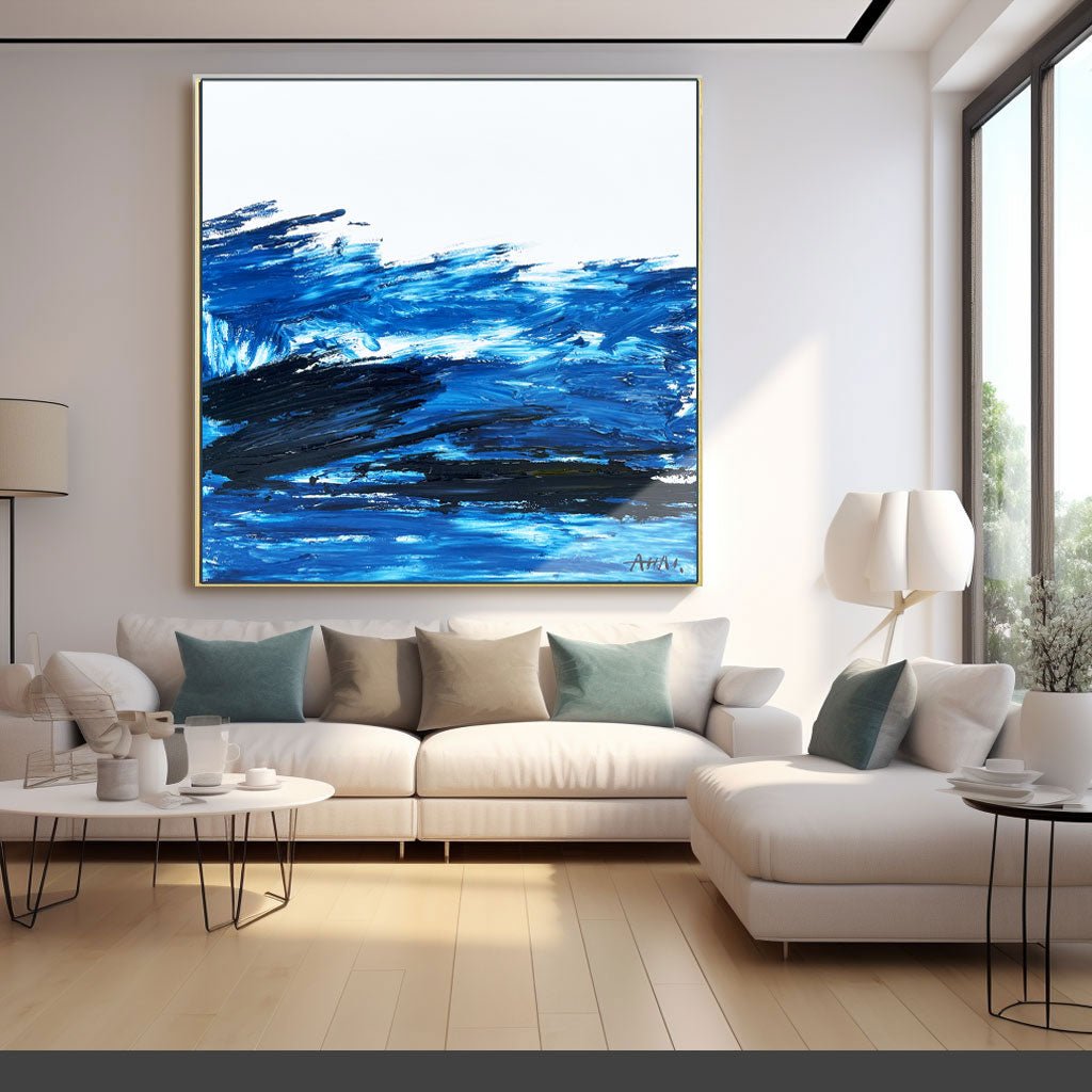Abstract Painting "Blå Vågor” - nukeart