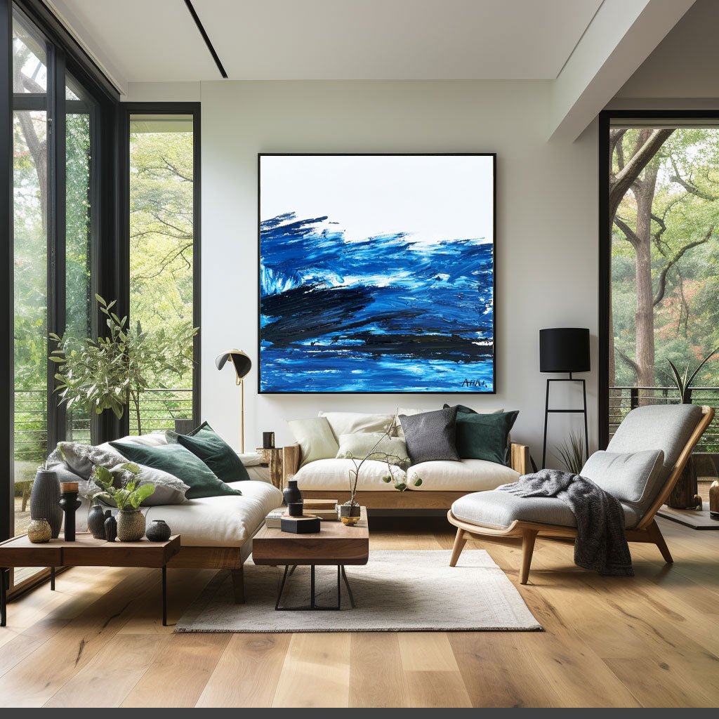 Abstract Painting "Blå Vågor” - nukeart