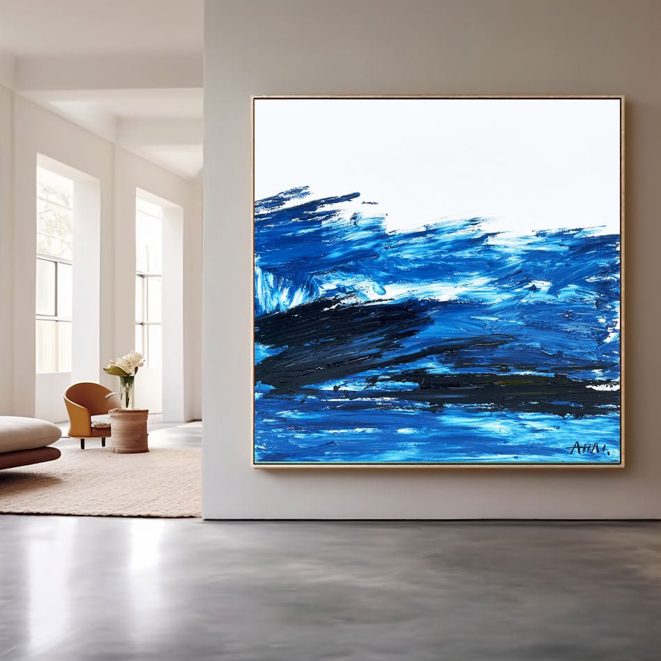 Abstract Painting "Blå Vågor” - nukeart