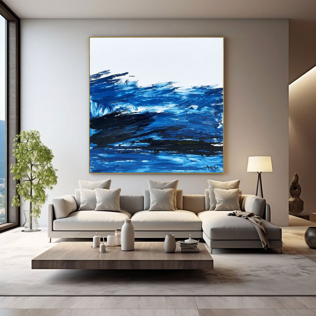 Abstract Painting "Blå Vågor” - nukeart