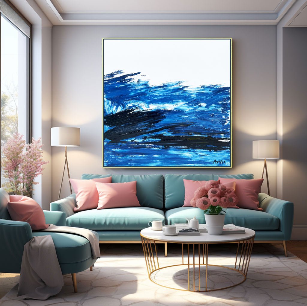 Abstract Painting "Blå Vågor” - nukeart