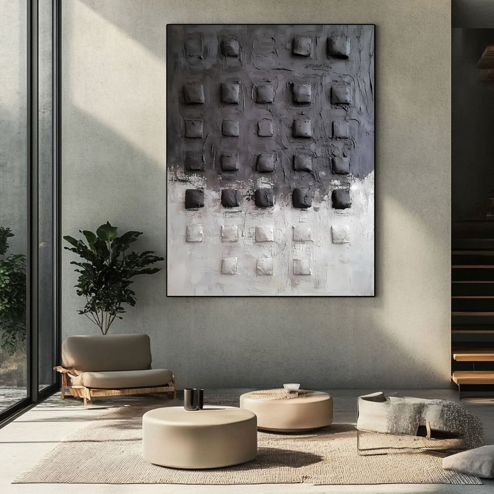 Abstract Painting "Cuadrados Grisáceos” - nukeart