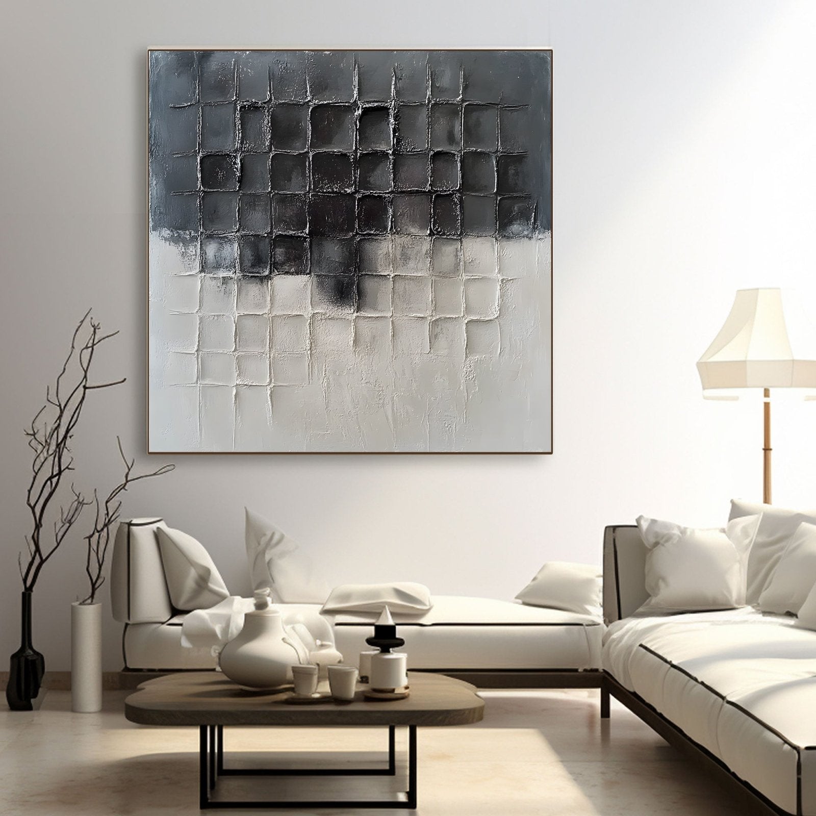 Abstract Painting "Cuadrados Grisáceos” - nukeart