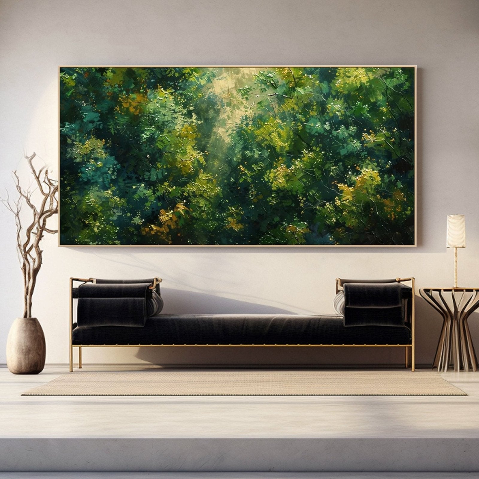 Abstract Painting "Lumière à Travers les Feuilles" - nukeart