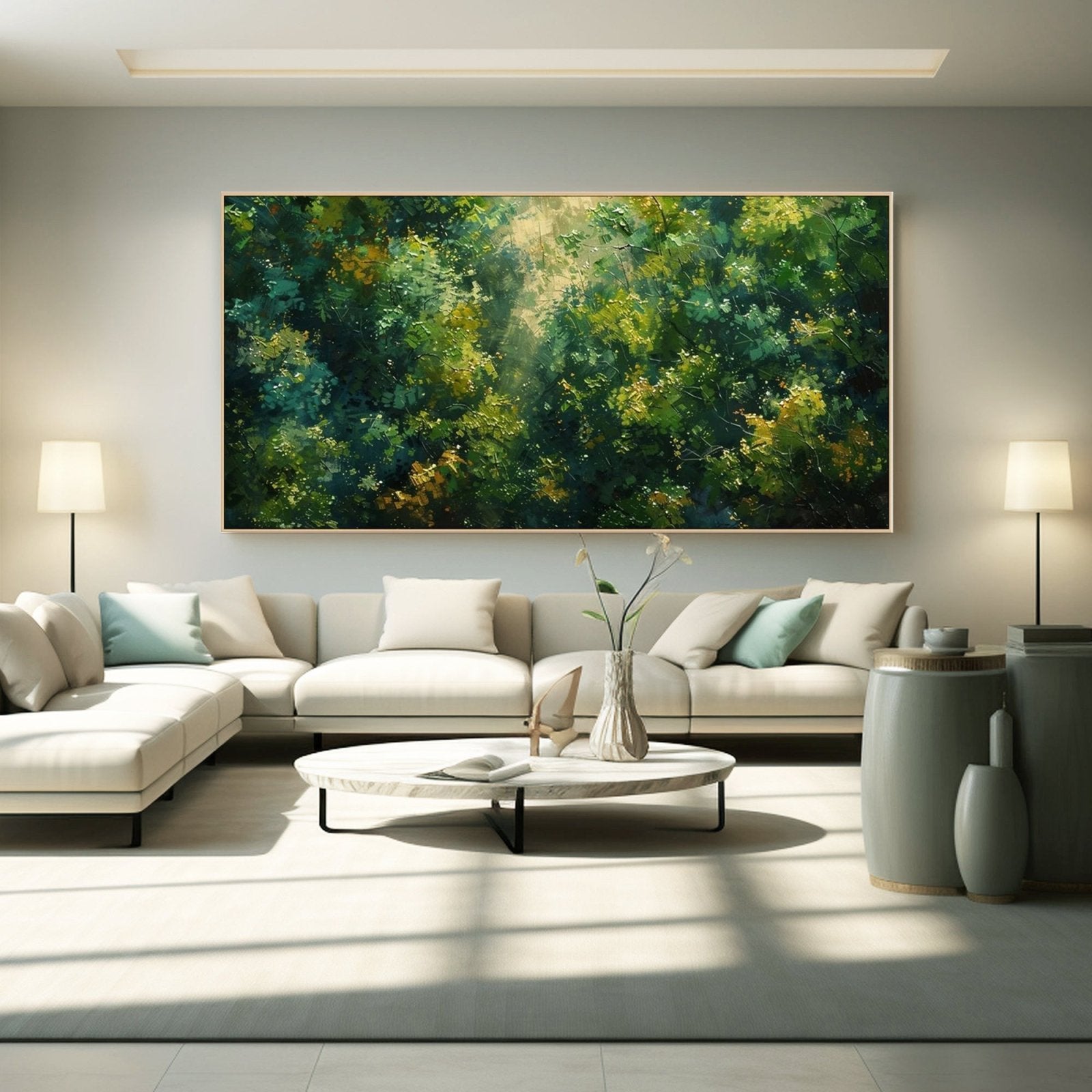 Abstract Painting "Lumière à Travers les Feuilles" - nukeart