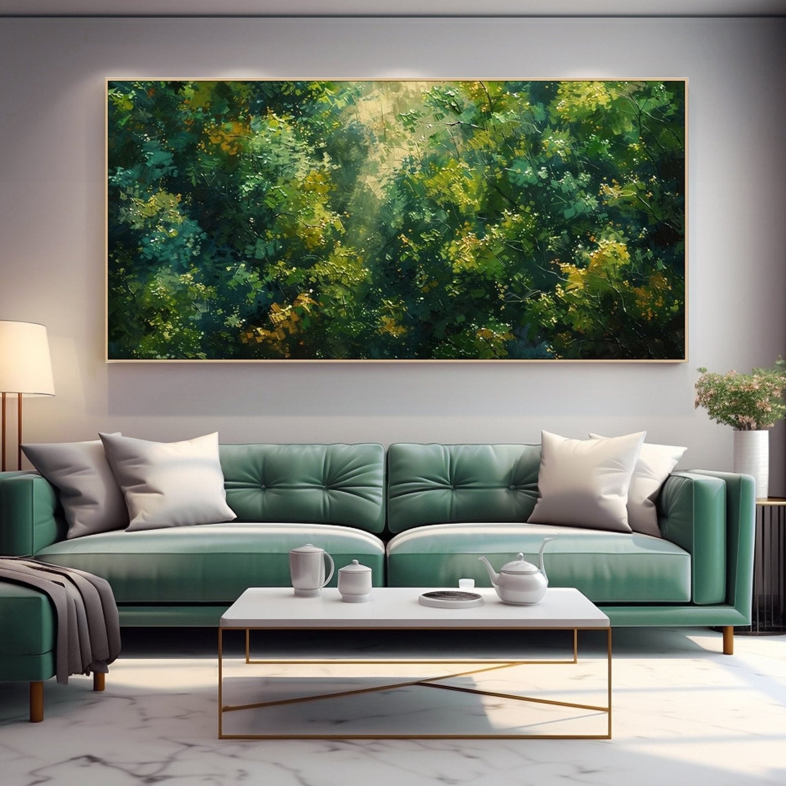 Abstract Painting "Lumière à Travers les Feuilles" - nukeart