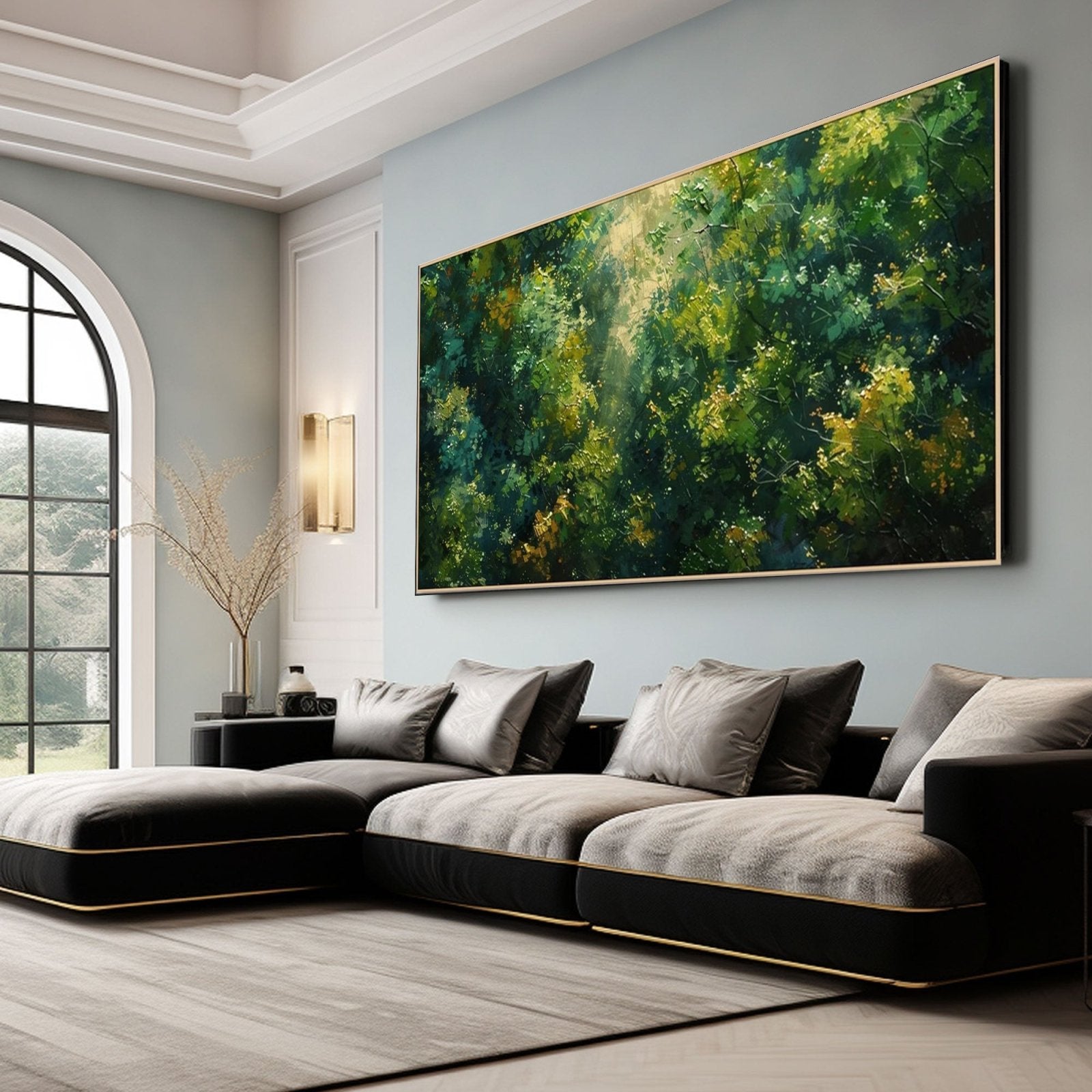 Abstract Painting "Lumière à Travers les Feuilles" - nukeart