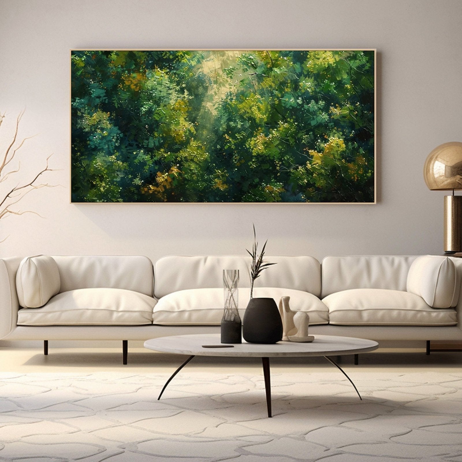 Abstract Painting "Lumière à Travers les Feuilles" - nukeart