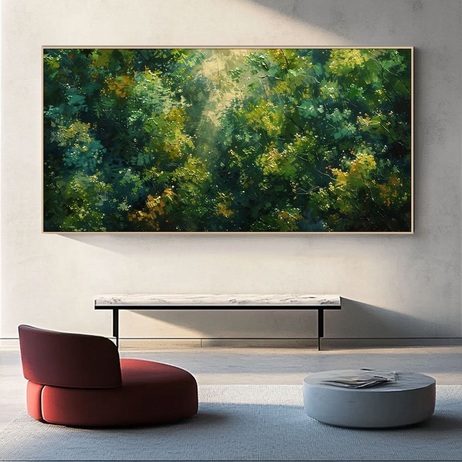 Abstract Painting "Lumière à Travers les Feuilles" - nukeart