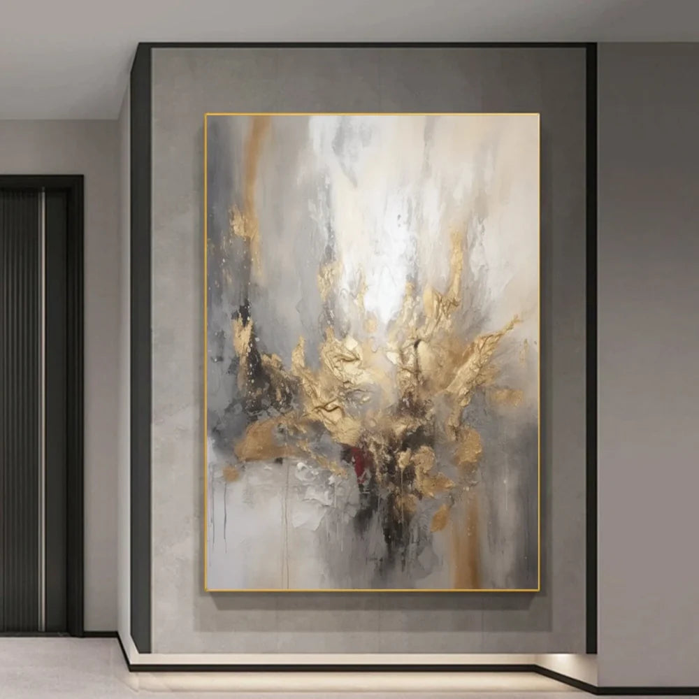Gold Abstract Wall Art "Radiant Core Eruption"