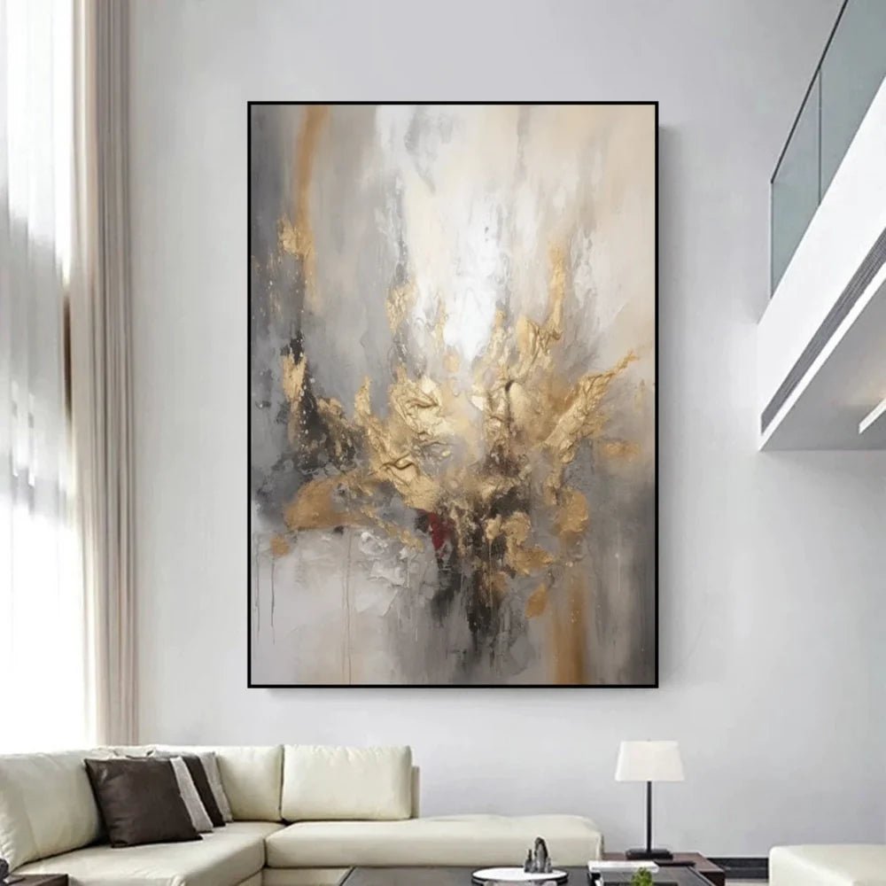 Gold Abstract Wall Art "Radiant Core Eruption" - nukeart
