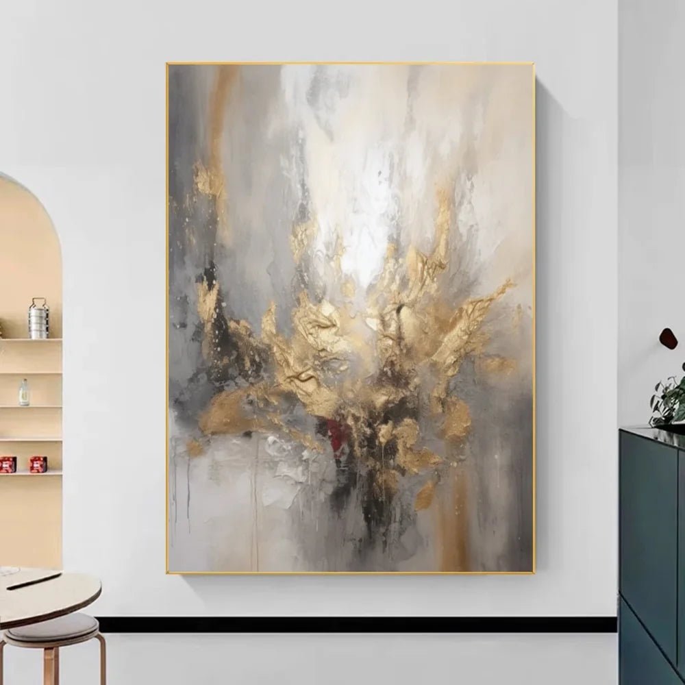 Gold Abstract Wall Art "Radiant Core Eruption" - nukeart