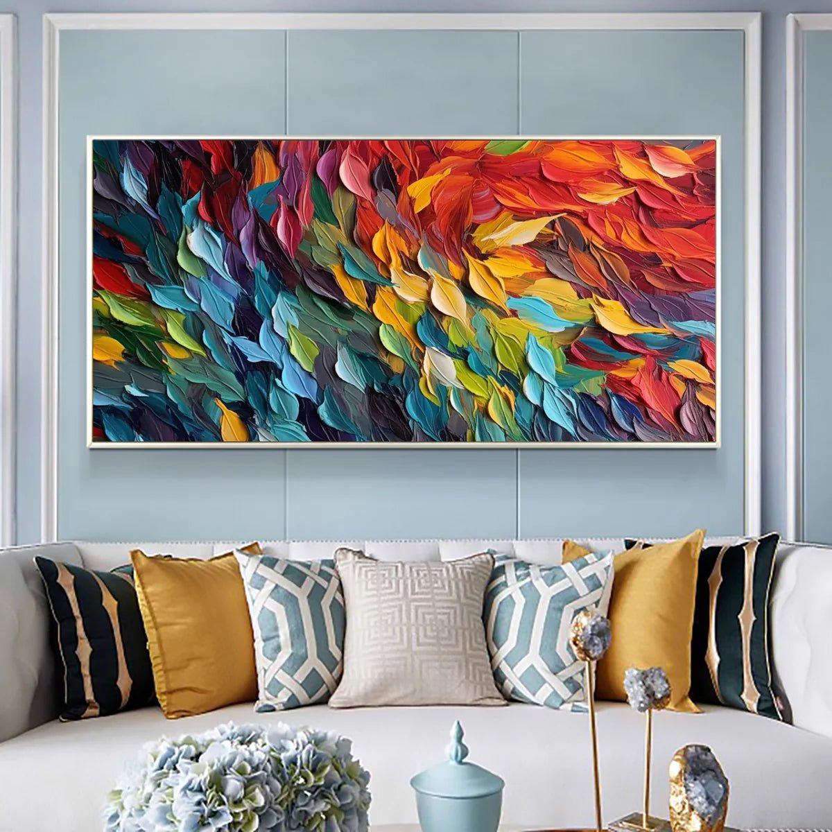 Colorful Textured Abstract Wall Art "Chromatic Flow Burst" - nukeart
