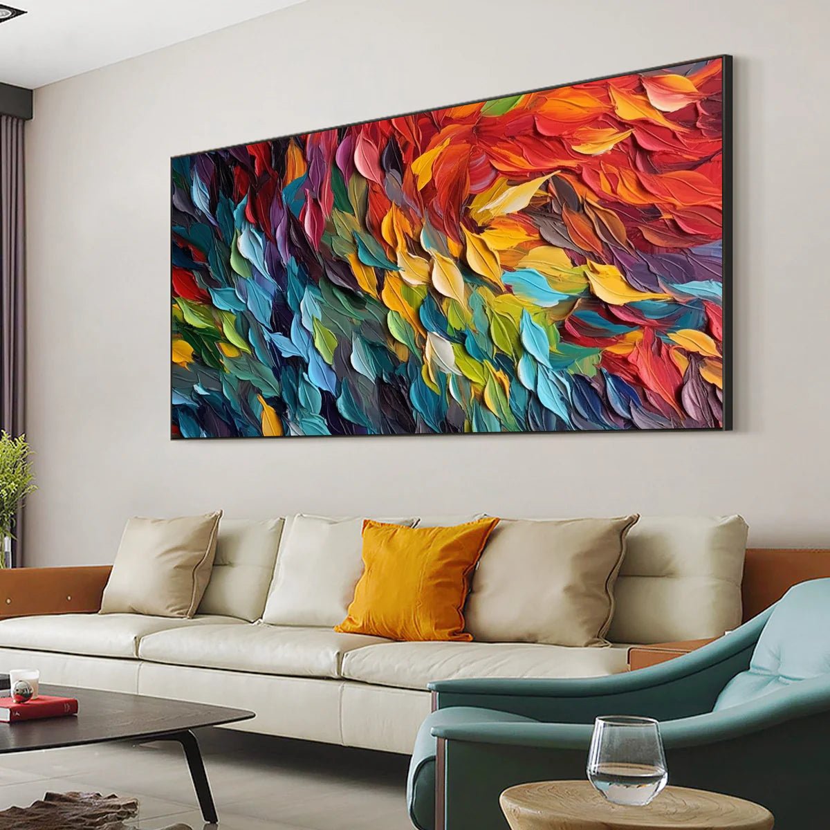 Colorful Textured Abstract Wall Art "Chromatic Flow Burst" - nukeart