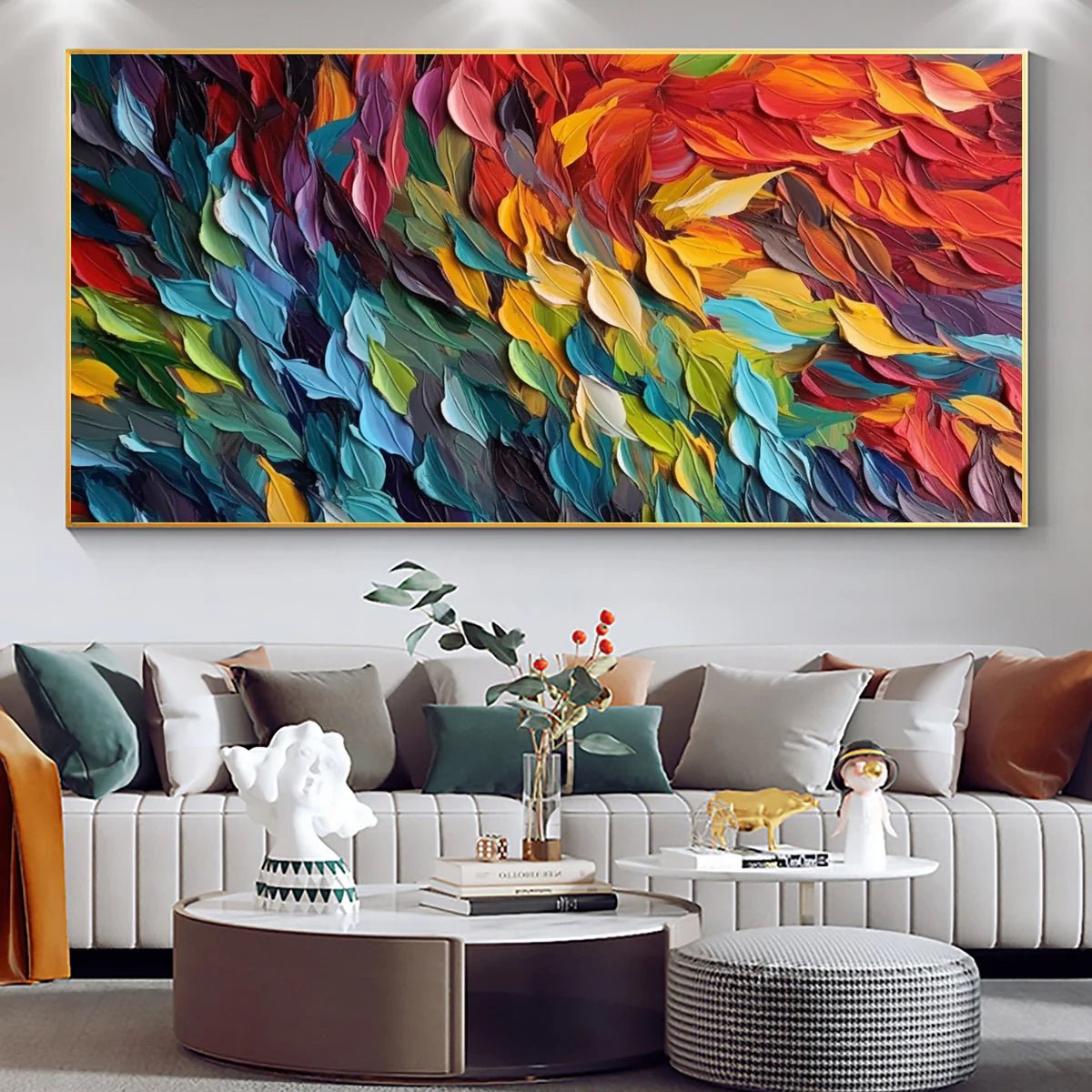 Colorful Textured Abstract Wall Art "Chromatic Flow Burst" - nukeart