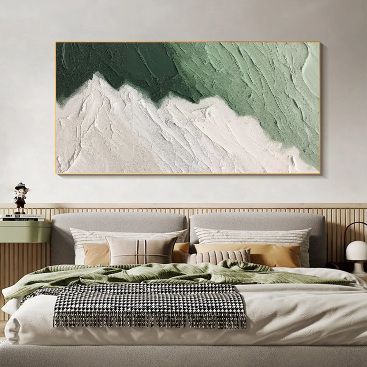 Green Textured Abstract Wall Art "Verdant Edge Flow"