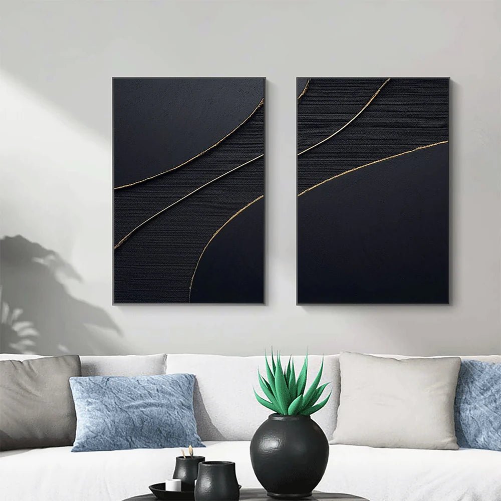 Minimalist Wall Art Set of 2 "Silent Arc Balance" - nukeart