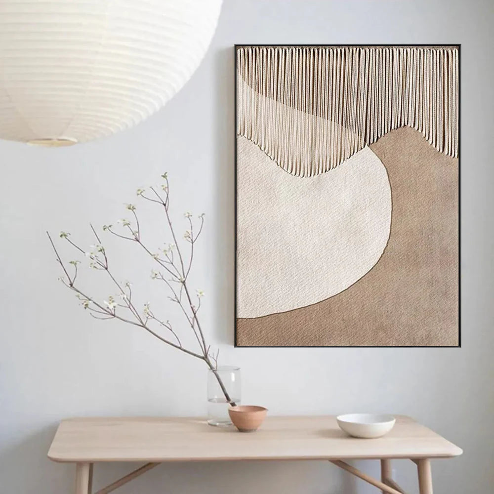 Wabi Sabi Textured Wall Art "Falling Lines Balance"