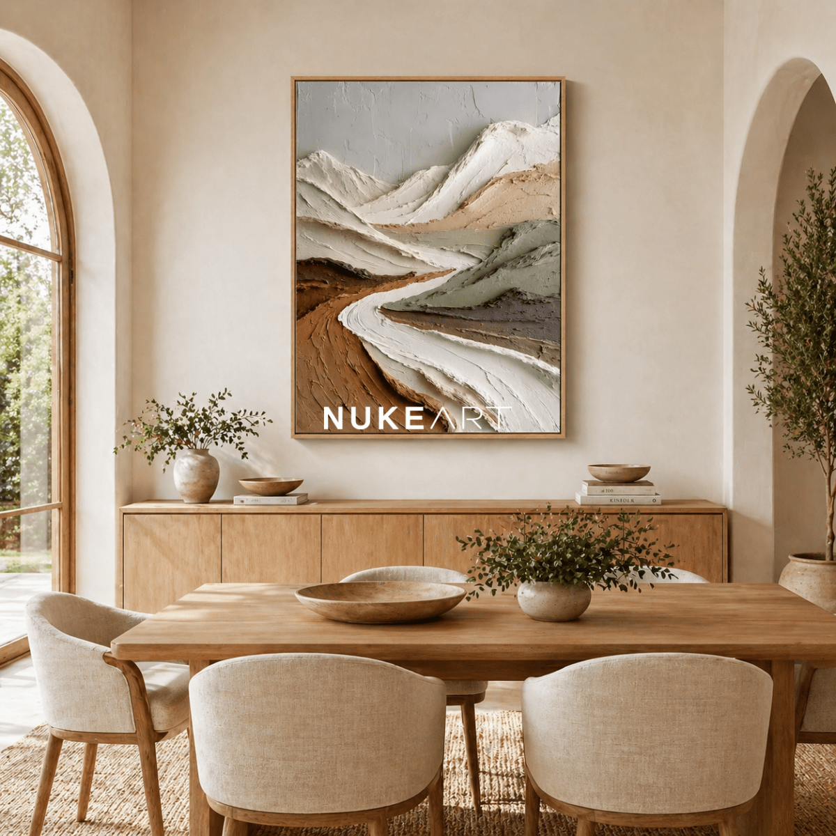 Textured Mountain Landscape Wall Art “Silent Valley Flow” - nukeart