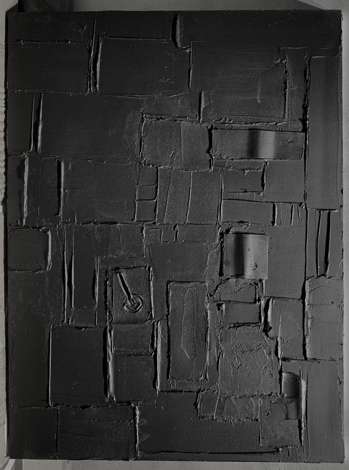 Minimalist Black Oil Painting " Noémie Fragments” - nukeart