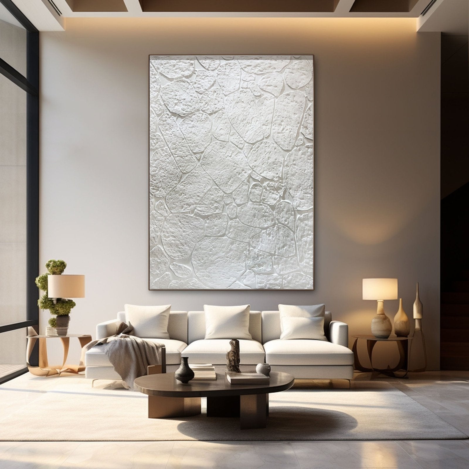 Wabi Sabi Painting "White Rocks“ - nukeart