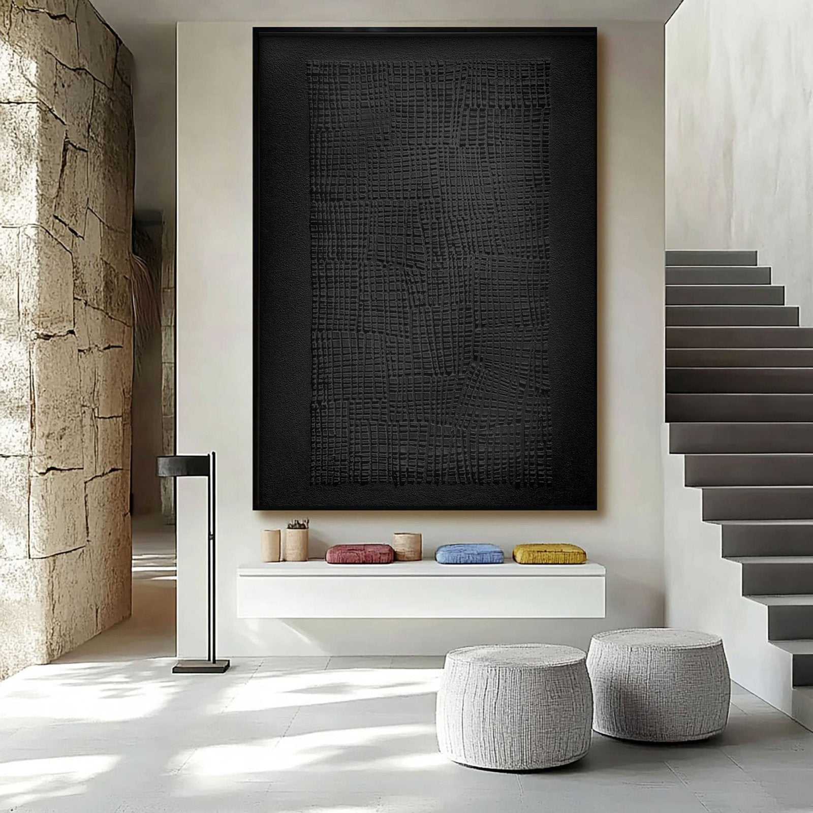 Wabi Sabi Painting "Woven Black“ - nukeart