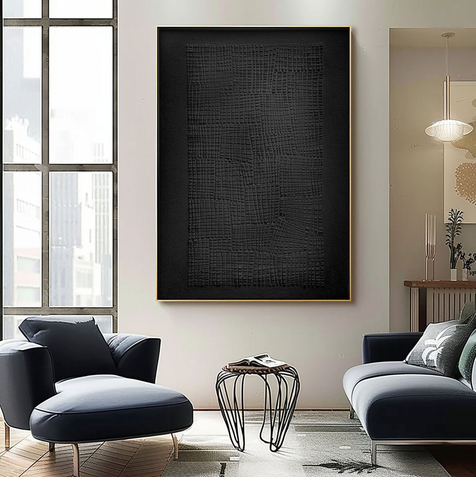 Wabi Sabi Painting "Woven Black“ - nukeart