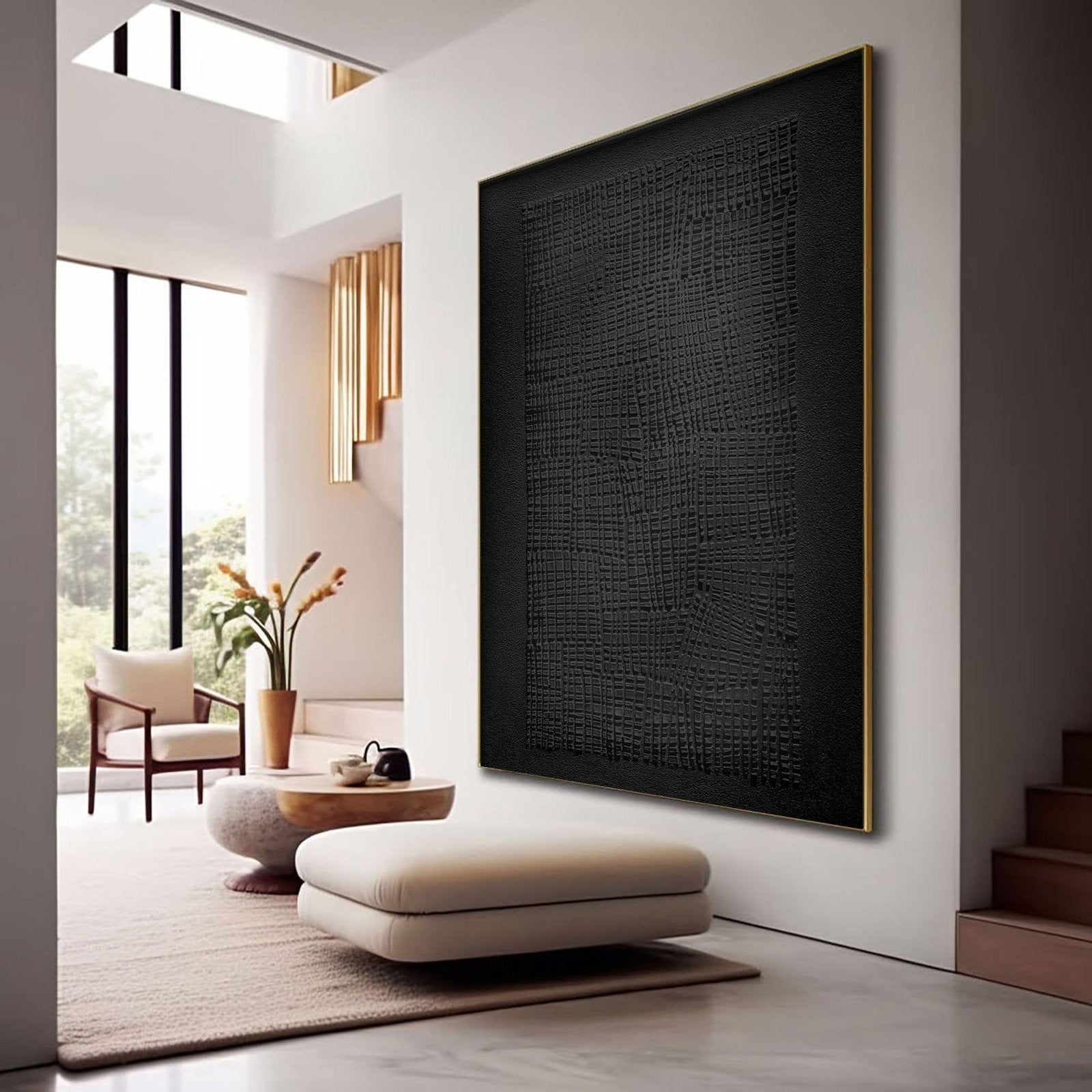 Wabi Sabi Painting "Woven Black“ - nukeart