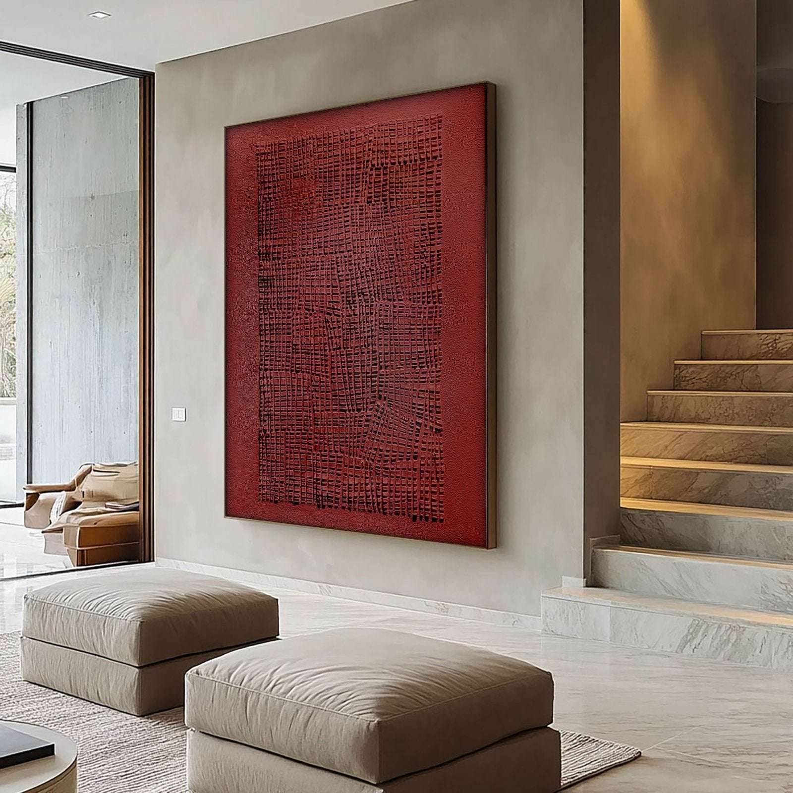 Wabi Sabi Painting "Woven Red“ - nukeart