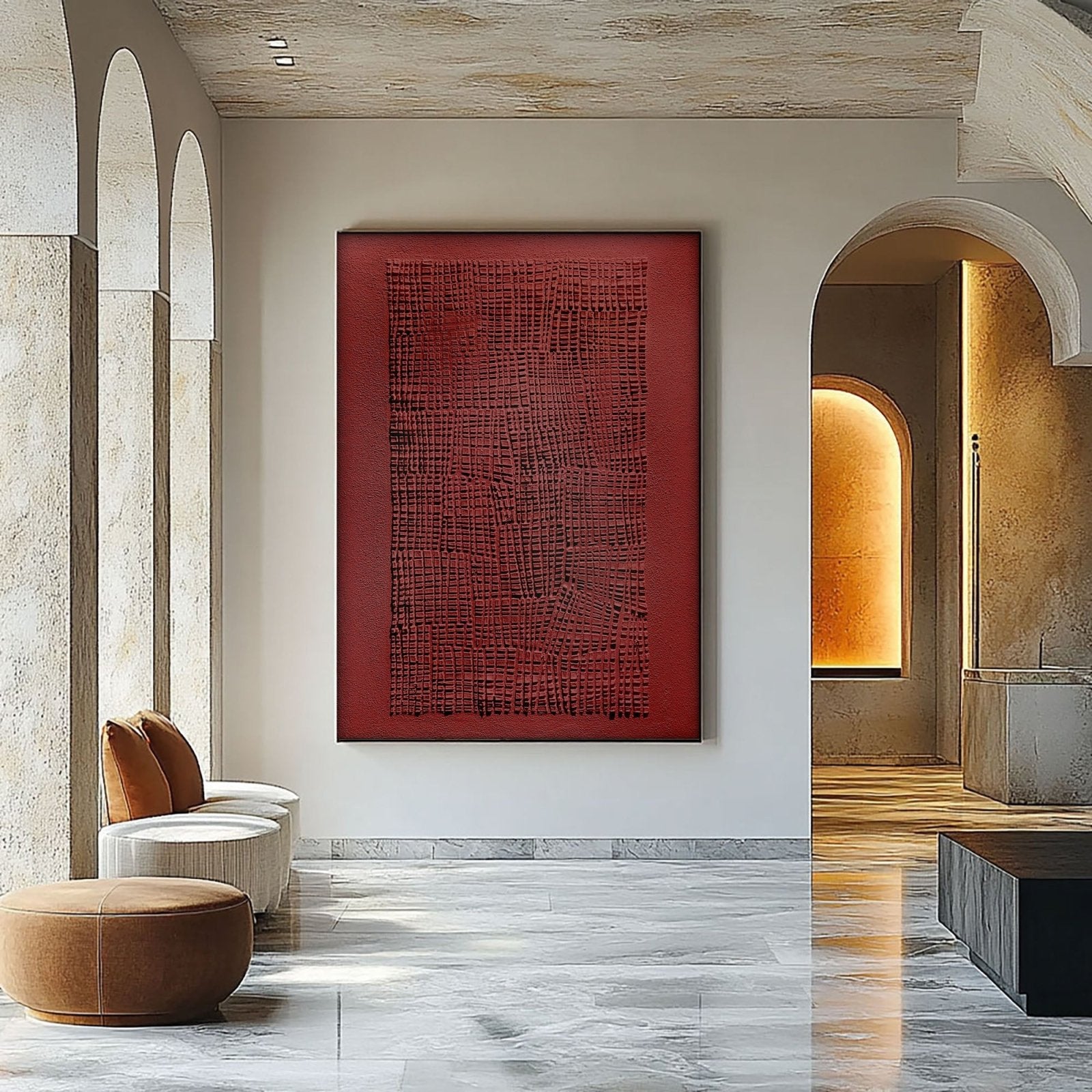 Wabi Sabi Painting "Woven Red“ - nukeart