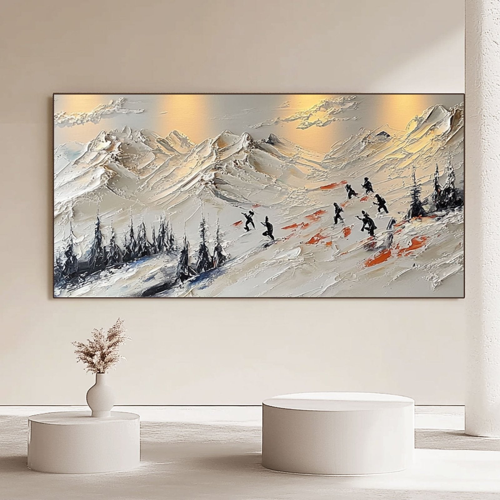 White Plaster Painting “Crépuscule des Sommets" - nukeart